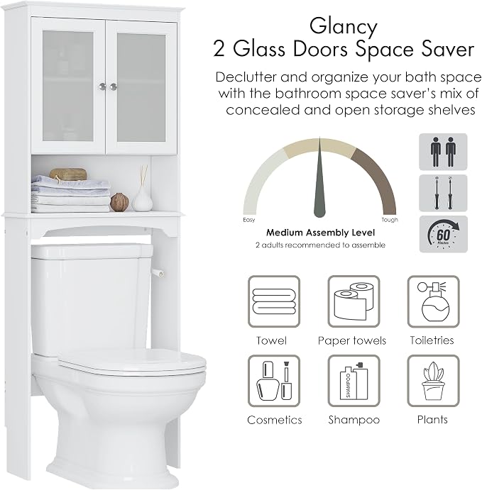 Spirich Over The Toilet Storage Cabinet, Above Toilet Storage Shelf - Image 6