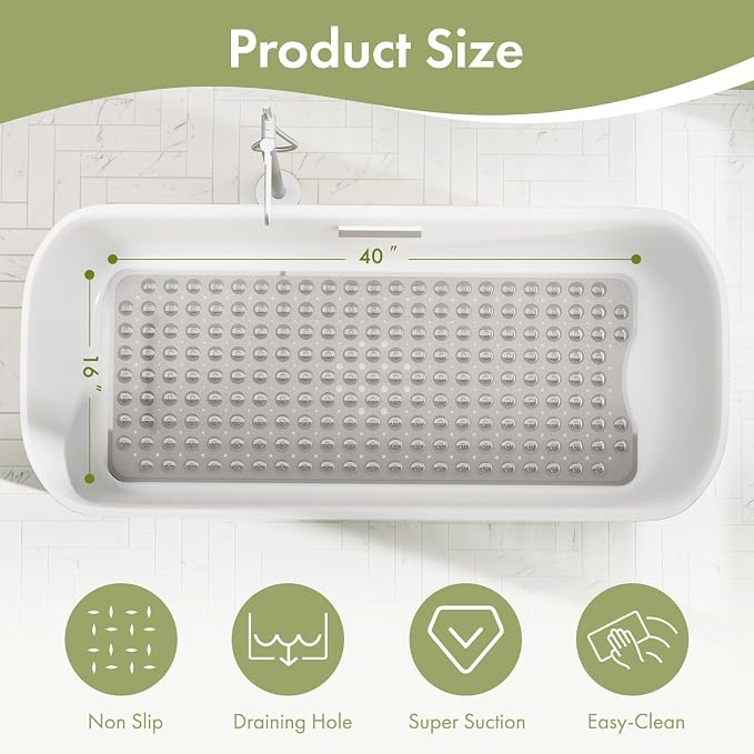 AmazerBath Shower Mat Non Slip 40 x 16 Inches, Shower Stall Mats - Image 4