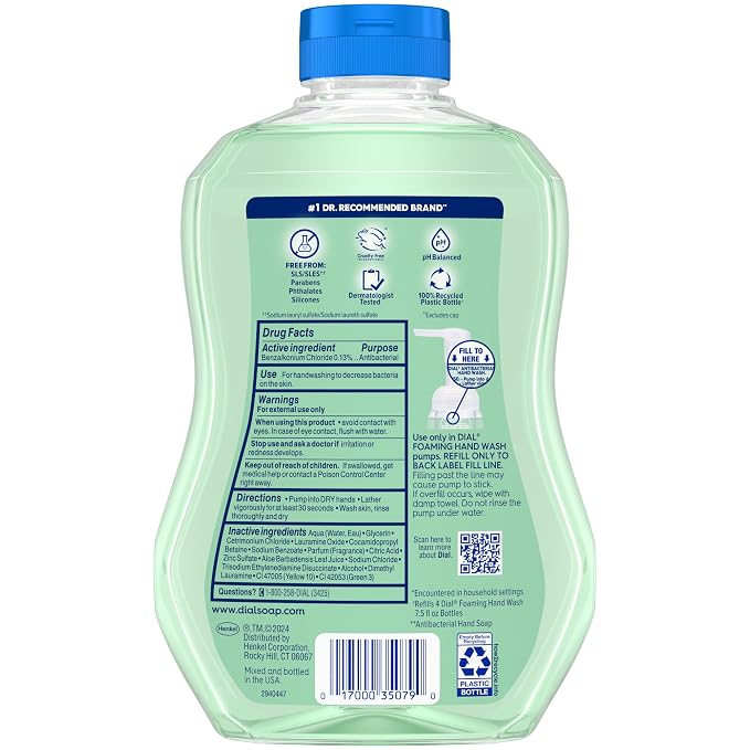 Dial Antibacterial Defense Foaming Hand Soap + Aloe, Fresh Pear Scent, 30 Fl Oz - Image 6