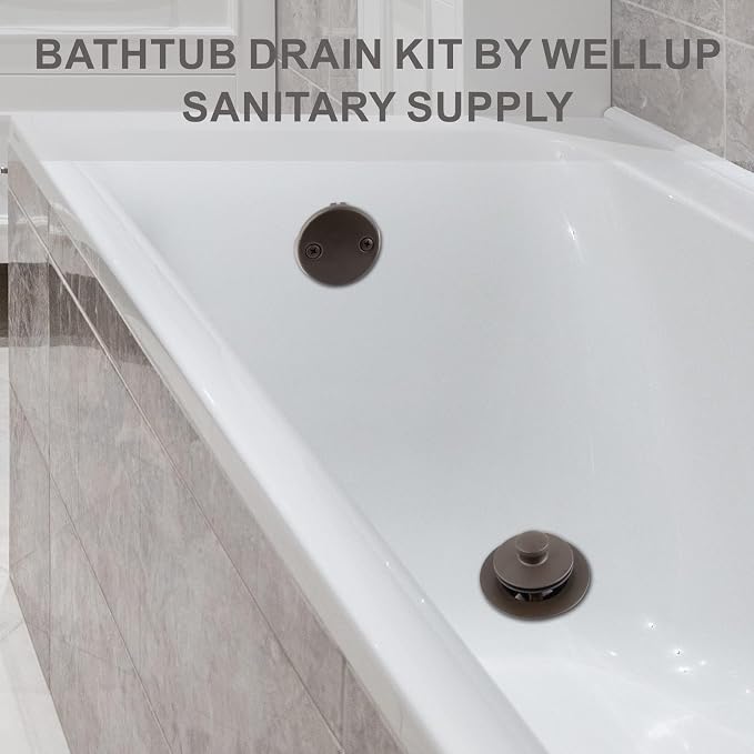 Bronze Bathtub Tub Drain Conversion Kit Assembly, Wellup Lift and Turn Twist - Image 2