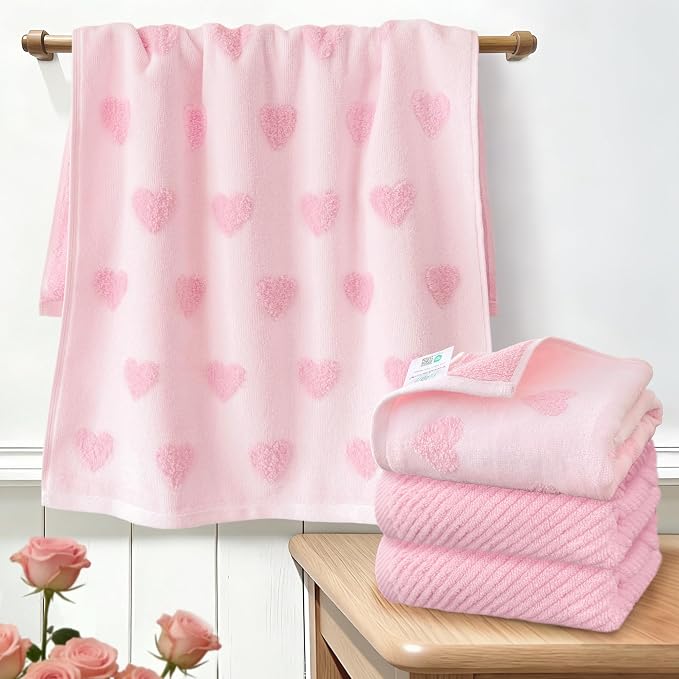 VOOVA & MOVAS Valentines Day Hand Towels 4-Pack, 100% Soft Cotton 18x28 Inch by VOOVAMOVAS