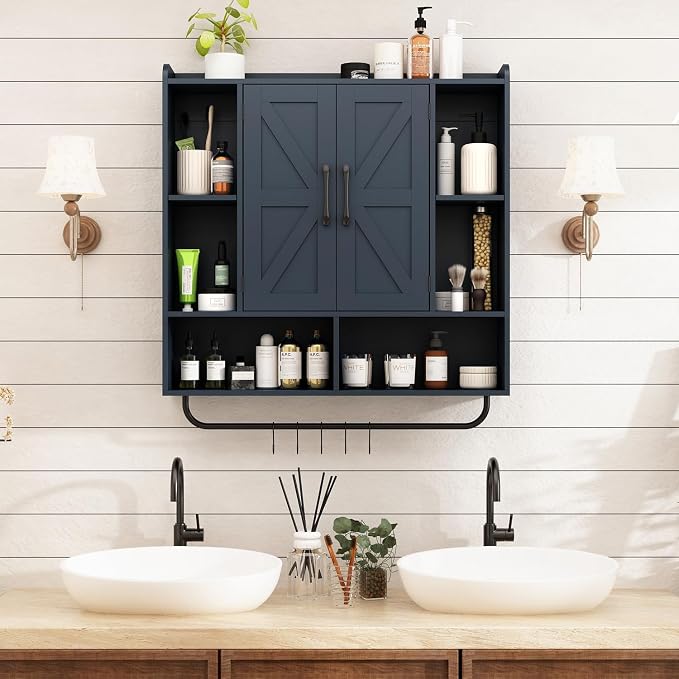 RUSTOWN Rustic Wood Wall Bathroom Cabinet, Farmhouse Medicine Cabinet Wall - Image 9