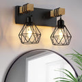 Farmhouse Vanity Light for Bathroom, 2-Light Wood Bathroom Vanity Light by LIGHTUPYOURLIFE