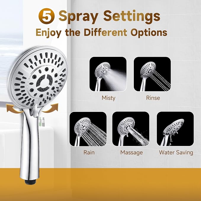 BRIGHT SHOWERS Rain Shower Heads System Including Rainfall Shower Head and - Image 7