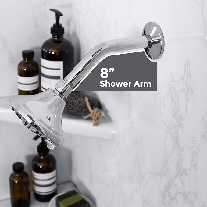 VETTA 8 Inch Shower Arm and Flange, Stainless Steel Construction, Shower Head - Image 3