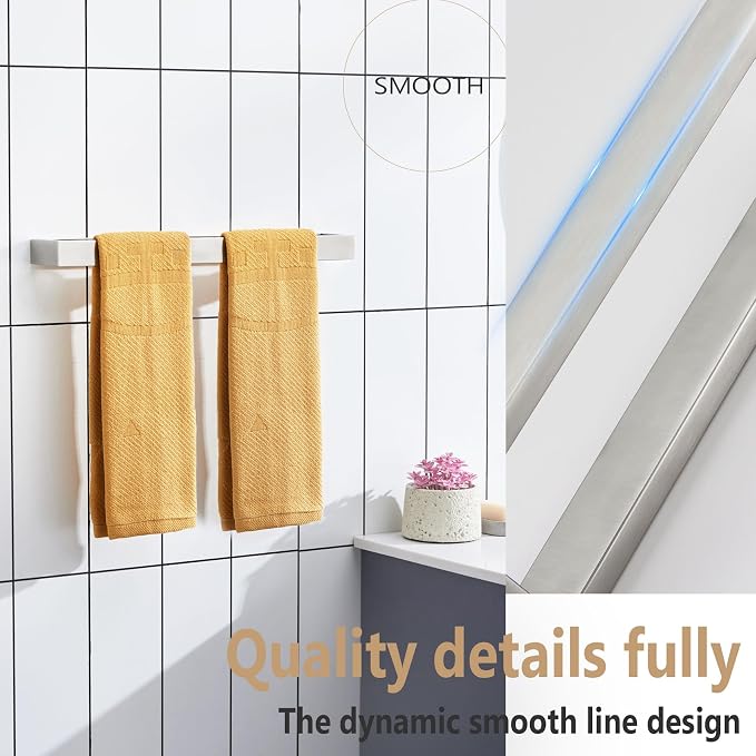 KOKOSIRI Towel Bar Brushed Nickel Bath Towel Hanger Holder 16-Inch Kitchen Rack - Image 4