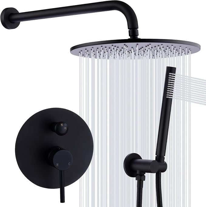 TRUSTMI 12 inch Round Bathroom Luxury Rain Mixer Combo Set Wall Mounted by TRUSTMI