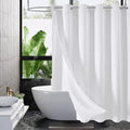 MitoVilla White Waffle Long Shower Curtain Liner Set 72 x 80, No Hooks Needed by MitoVilla