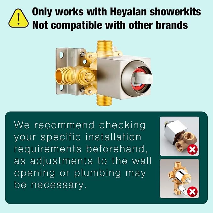 Heyalan Bathtub Shower Faucet Set, 6 Inch Square Trim Kit - Image 2