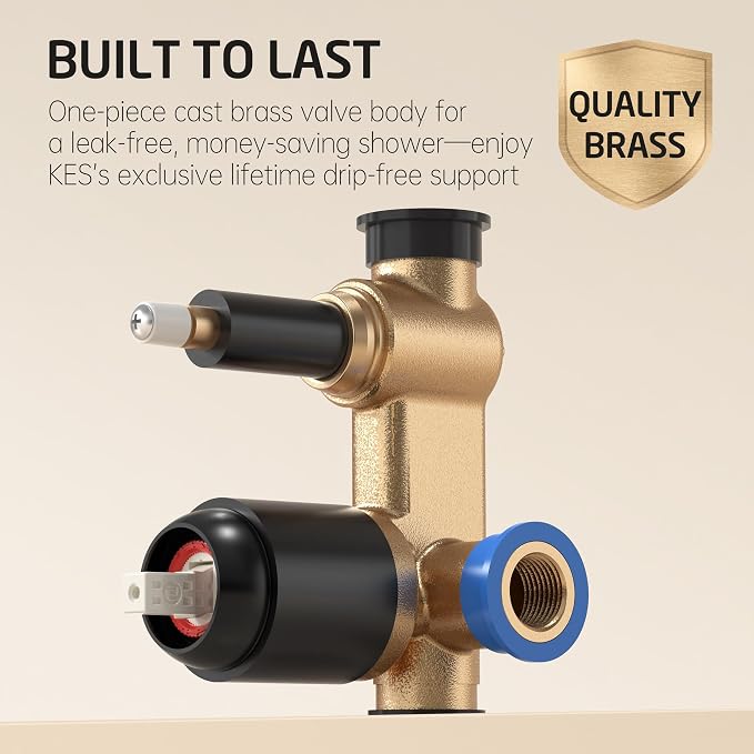 KES Shower Faucet, Shower Faucets Sets Complete 12 Inch Rain Shower Head - Image 5