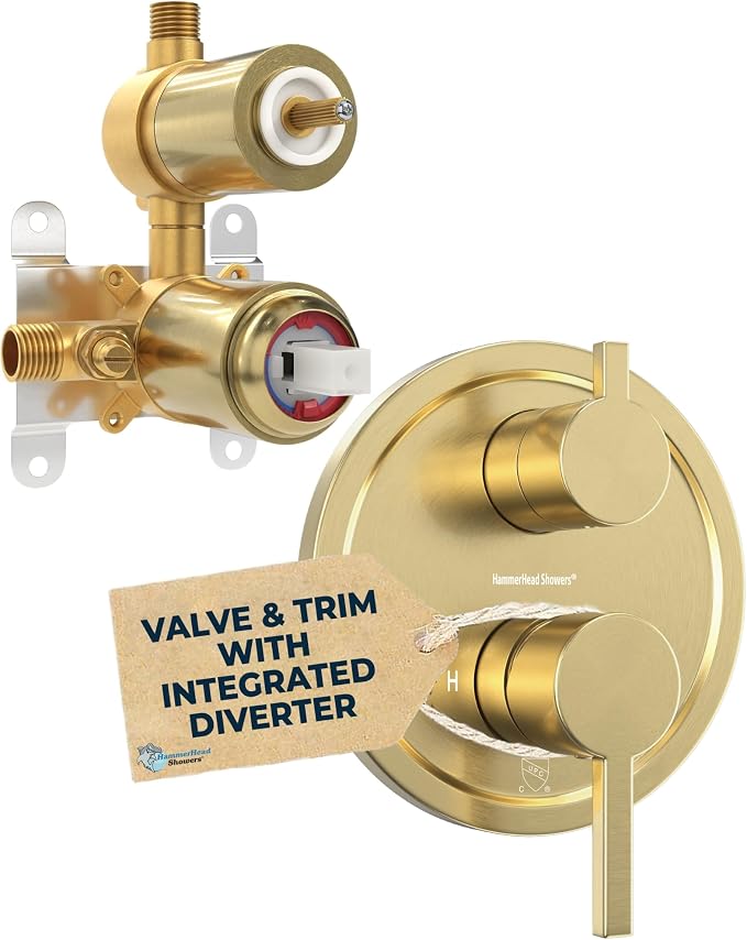 HammerHead Showers Solid Metal Two-Handle Shower Valve and Trim Kit, Volume and by HammerHeadShowers
