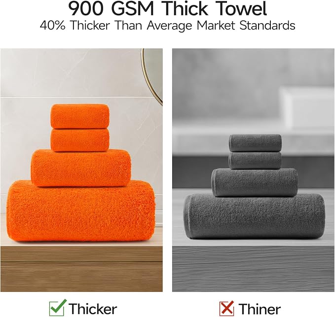 REDKISS Luxury Bath Towel Set of 4, 100% Cotton 900 GSM Premium Bathroom Towels - Image 6