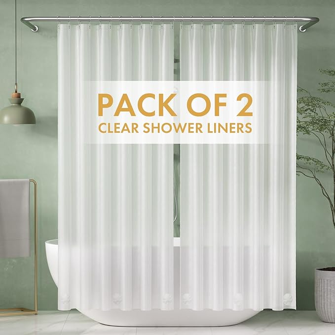 AmazerBath 2 Pack Thin Shower Curtain Liners, 72 x 78 Inches PEVA 3G Shower by AmazerBath