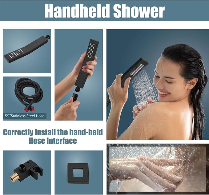 Aolemi Matte Black Ceiling Mount Rain Shower Head - Image 4