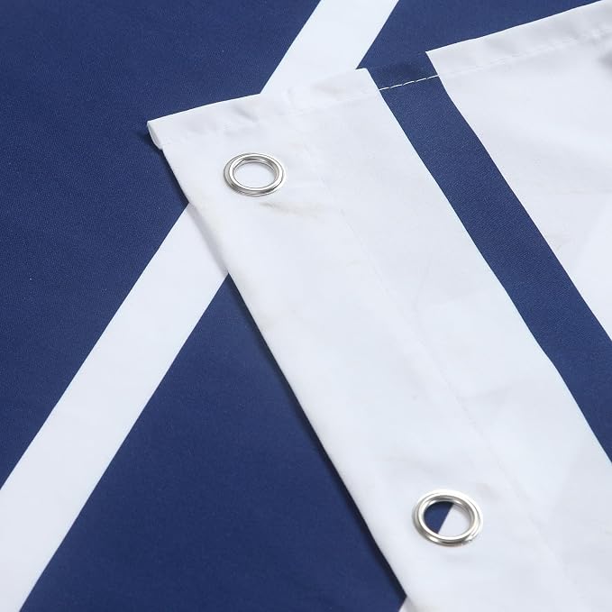 Extra Long Blue Shower Curtain, Modern Navy Blue and White Stripe Waterproof - Image 4