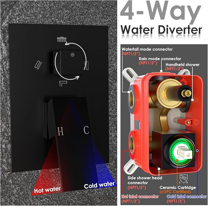 ENGA Shower System with Tub Spout, Bathtub Shower Faucet Combo Set - Image 8