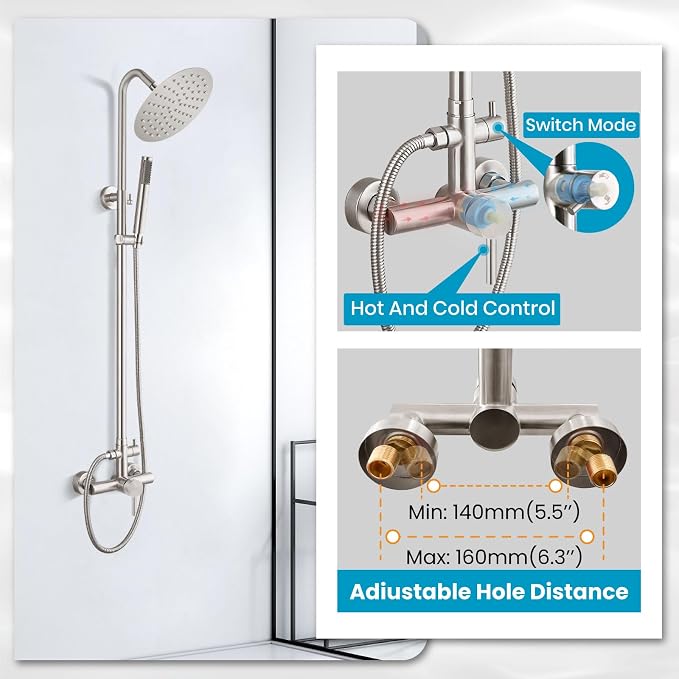 gotonovo SUS304 Outdoor Shower Fixture High Pressure Shower System Wall Mount 2 - Image 7
