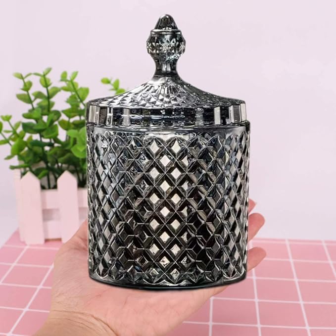 Colorful Home Decorative Jar Qtips Holder Dispenser Glass Storage Container - Image 3