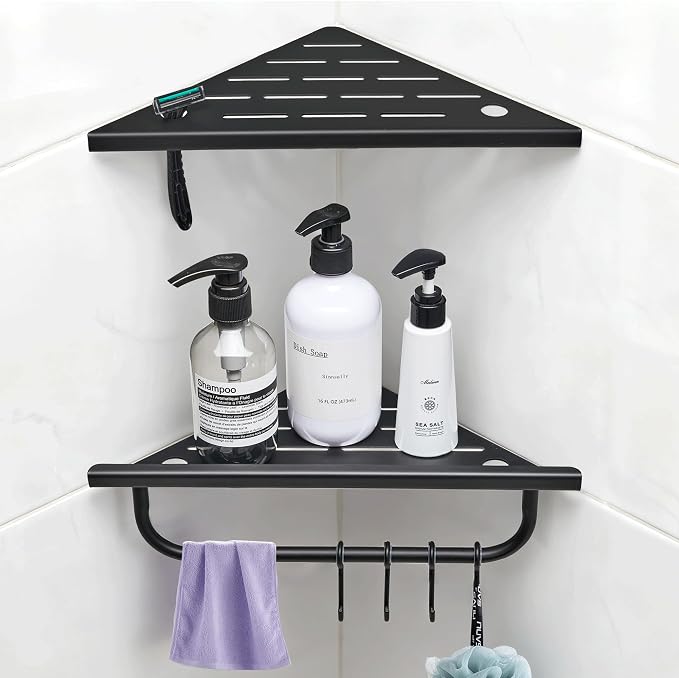 Corner Shower Shelf, 304 Stainless Steel Recessed Bathroom Shelves, No Drilling by Unknown