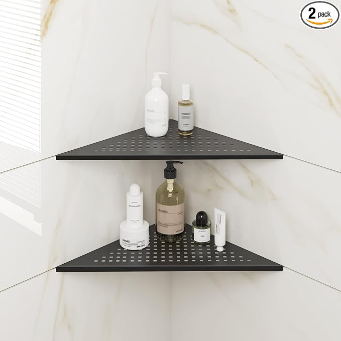 FerdY 2-Pack 10" Matte Black Recessed Corner Shower Shelf, by FerdY