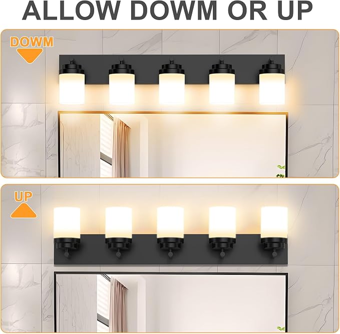 IZORRO Bathroom Vanity Light Fixture, 5-Light 36 Inch Matte Black Bathroom - Image 6