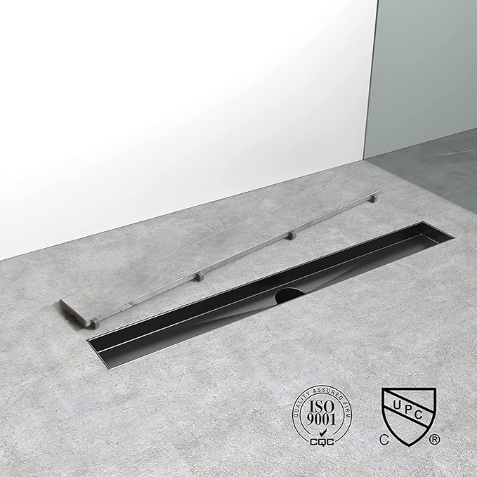 Linear Shower Drain, 60 inch Black Drain - Image 6