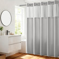 River Dream No Hooks Required Dotted Light Grey Shower Curtain by RiverDream