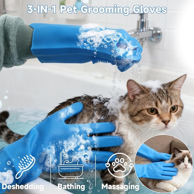 2PCS Dog Washing Gloves and Dog Shampoo Brush, Dog Bath Brush That can add Dog - Image 3