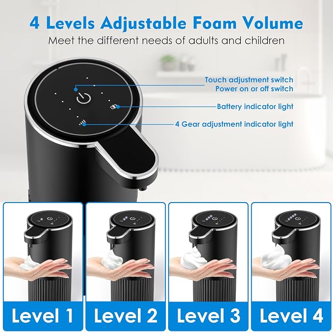 2 Pack Automatic Soap Dispenser Touchless, Rechargeable Foaming Hand Soap - Image 3
