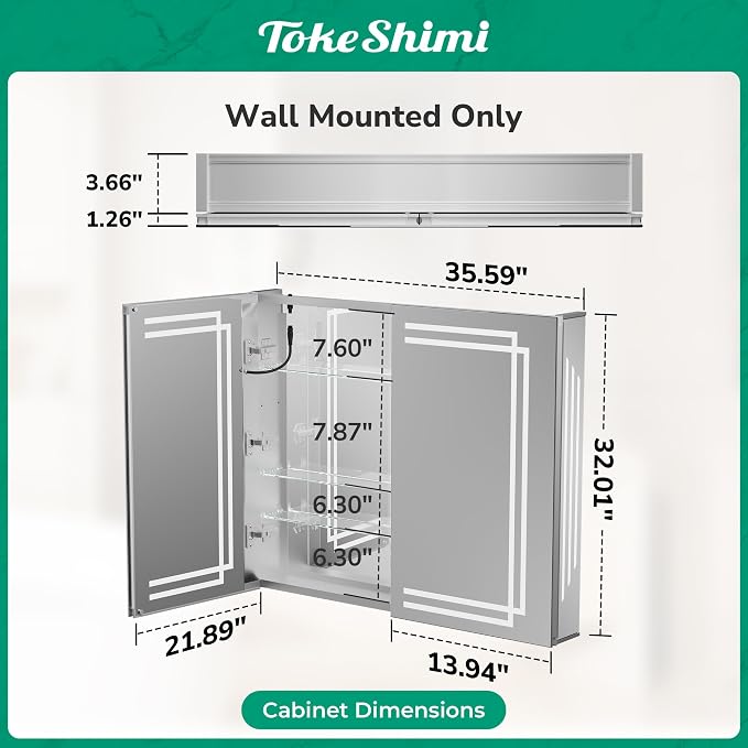 TokeShimi 36 x 32 Bathroom Medicine Cabinet - Image 2