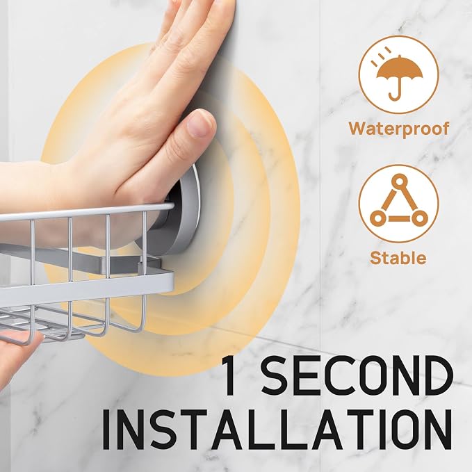LEVERLOC 2 Pack Corner-adaptive Suction Cup Shower Caddies, Drill-Free Wall - Image 2