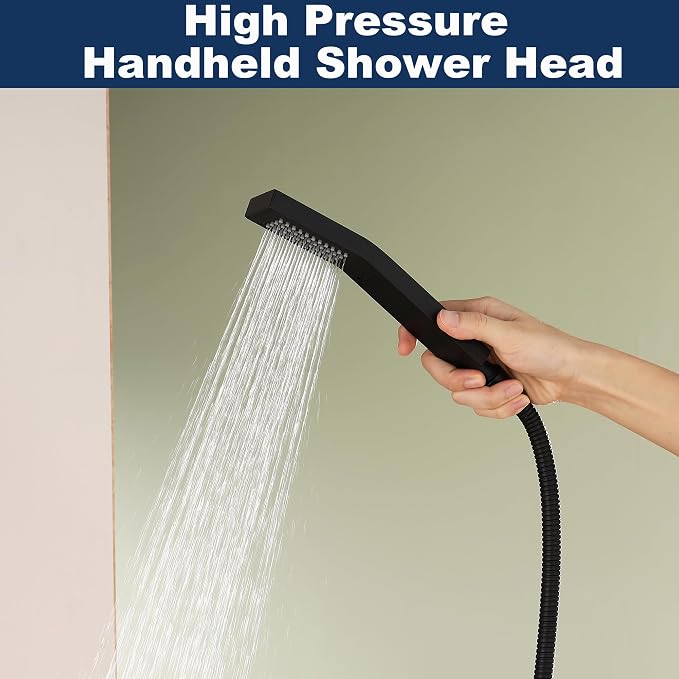Shower System with Tub Spout, All Metal Black Bathtub Shower Faucet Set with - Image 5