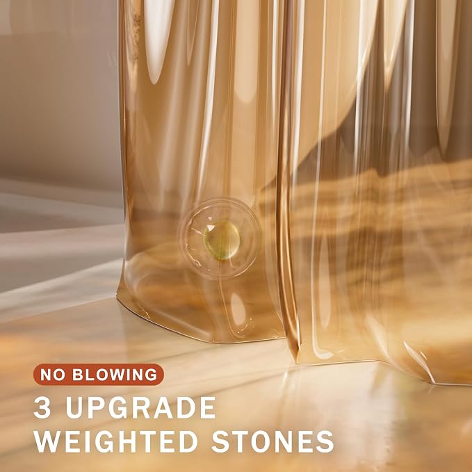 AmazerBath Shower Curtain Liner, EVA Clear Orange-Brown Heavy Duty Shower - Image 6