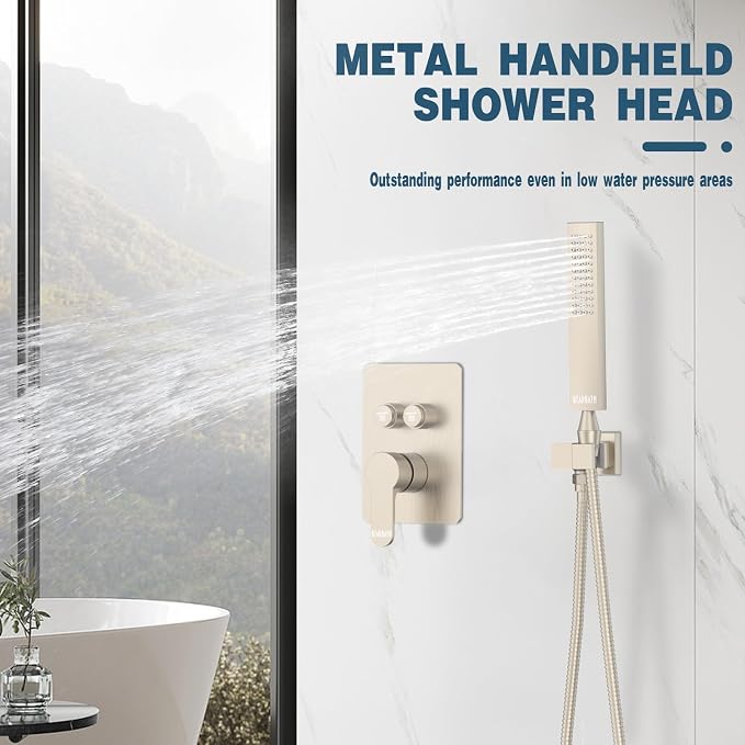 Rainfall Shower System, 12 inch Wall Mounted Rain Shower Head - Image 4