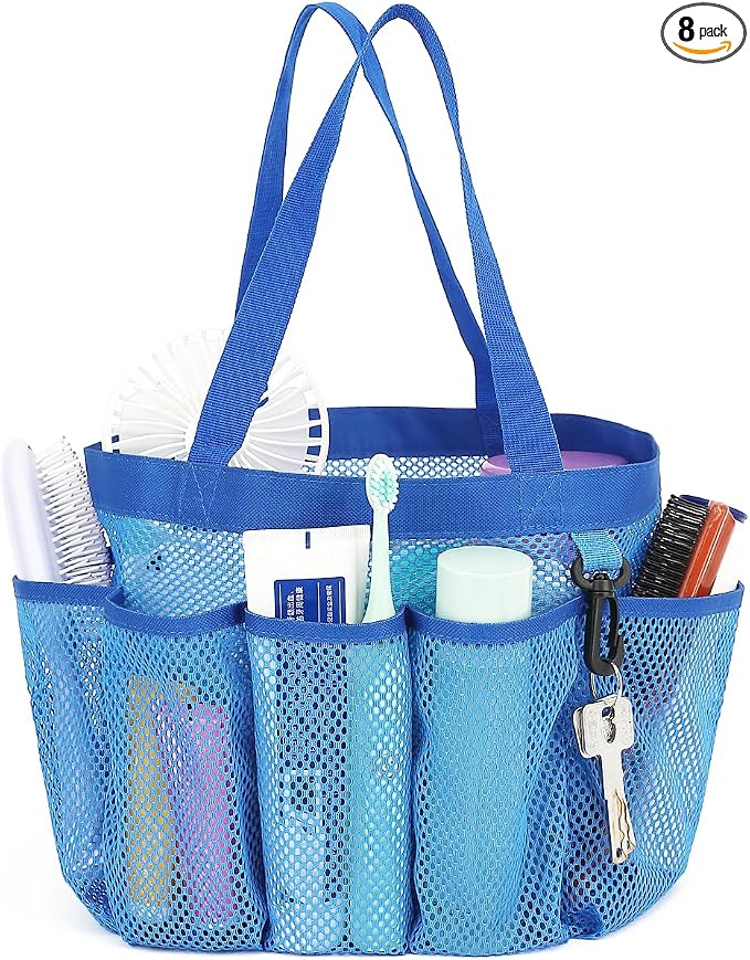 Mesh Shower Caddy Portable for College Dorm Room Essentials, 8-Pocket Large by Fammart