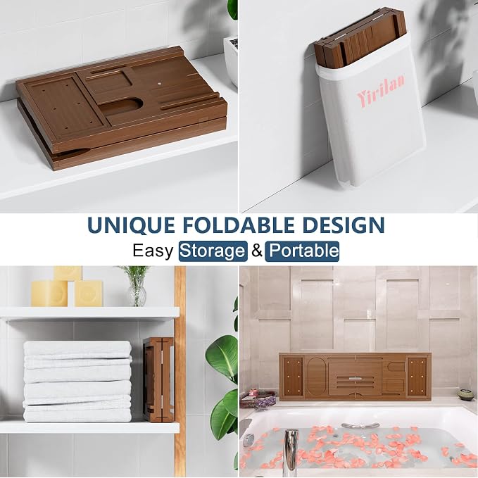 Yirilan Luxury Bathtub Tray Caddy, Expandable Bath Tray, Unique House Warming - Image 4