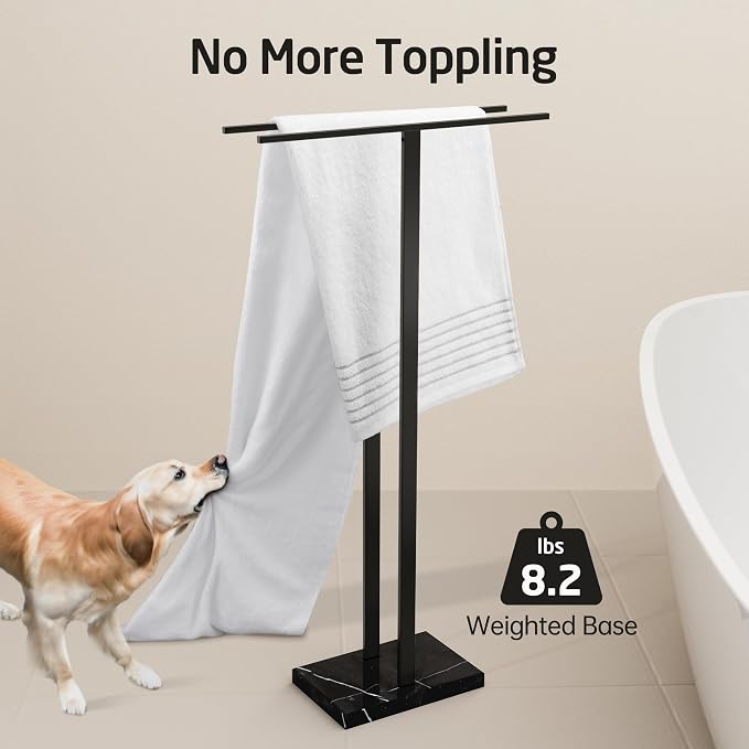 KES Black Towel Racks for Bathroom Freestanding, Fits Large Bath Towel - Image 3