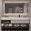 Single Sink Bathroom Vanity, Floating Solid Wood Open Shelf Vanities by LUTHXAY