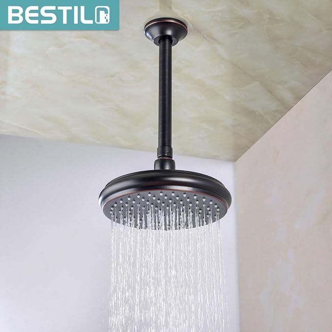 BESTILL 8 Inch Ceiling Mount Rain Shower Head Arm and Flange, Oil Rubbed Bronze - Image 2