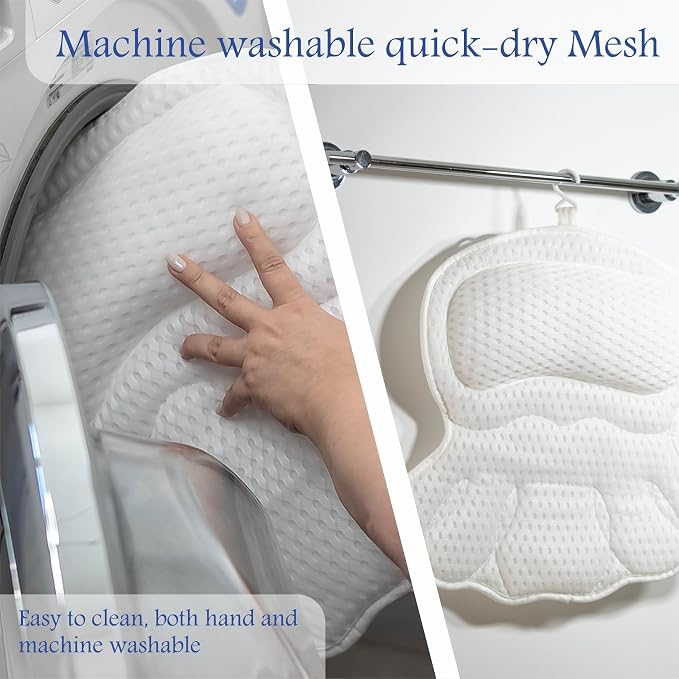 Bath Pillows for Tub, Bathtub Pillow Gift Set: 4D Air Mesh Cushion for Head & - Image 8