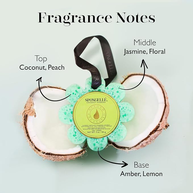 Spongelle Coconut Verbena Wild Flower Buffer Body Scrubber | Bath & Shower - Image 3