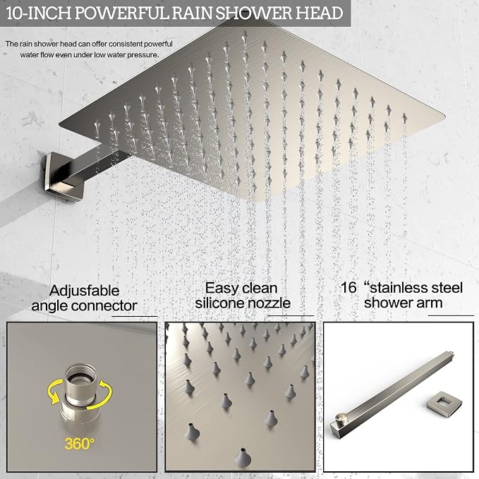 Shower System Wall Mounted 10 inch Shower Overhead - Image 4