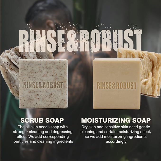 Rinse & Robust Mens Natural Bar Soap 6Pcs Handmade Cleansing Soap Bar Set - Image 7