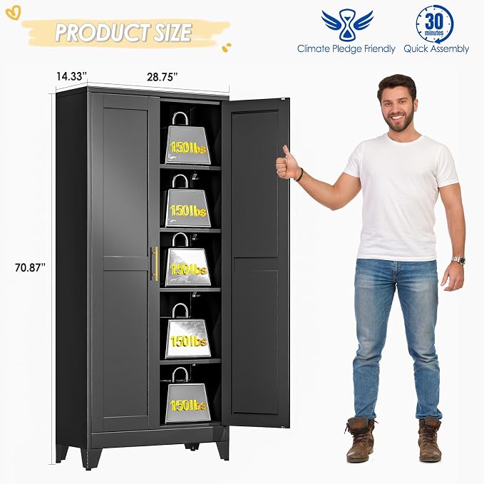71" Tall Metal Storage Cabinet - Image 2