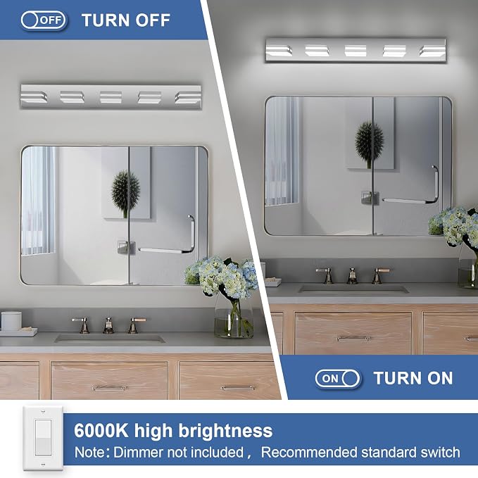 Modern LED Bathroom Lights Fixtures, Stainless Steel Chrome Acrylic Wall - Image 4