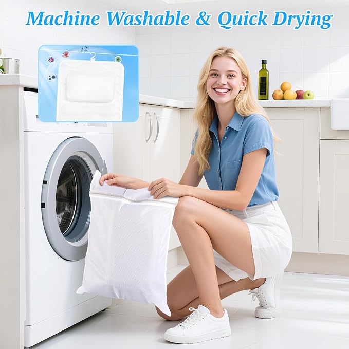 Bath Pillow for Tub with Laundry Bag & 17 Non-Slip Suction Cups, Extra Thick - Image 6