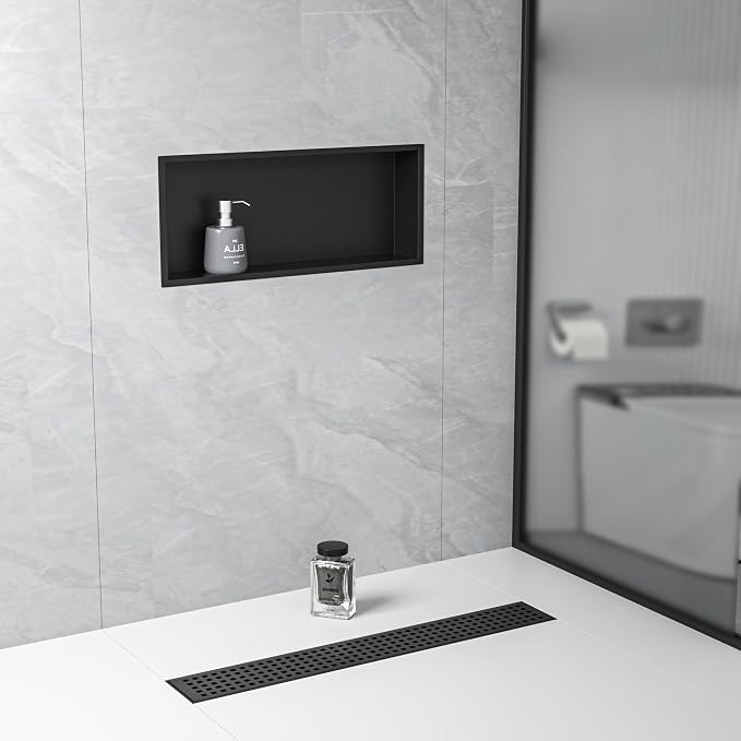 Stainless Steel Shower Niche 30" X 12" Matte Black No Tile Needed Horizontal - Image 5