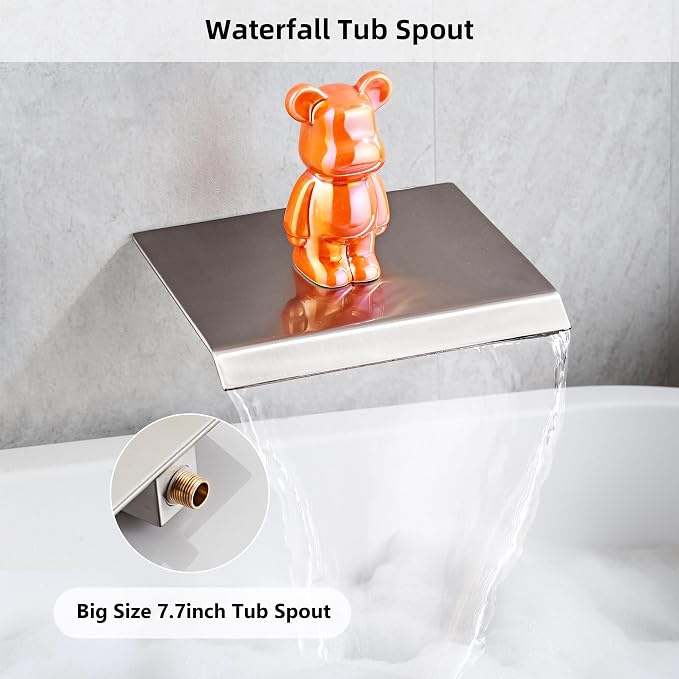 Shower Faucet Set with Tub Spout, Brushed Nickel Rainfall Shower System - Image 5