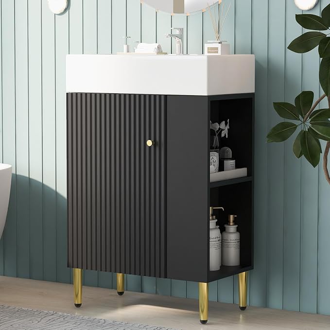 Merax 21.6 Inch Small Bathroom Vanity Sink Combo, Freestanding Bathroom Cabinet by Merax