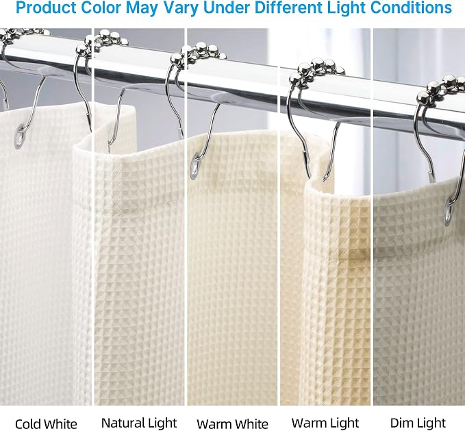 AmazerBath Waffle Shower Curtain, Heavy Duty Fabric Shower Curtain - Image 4
